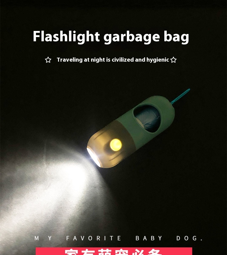 Eligible Blue Gray dispenser with the LED switched on in a dim setting.