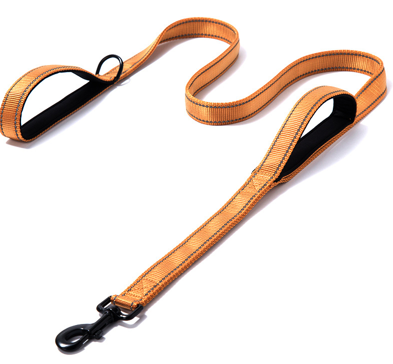 Black leash clip, accessory ring and reinforced stitching.